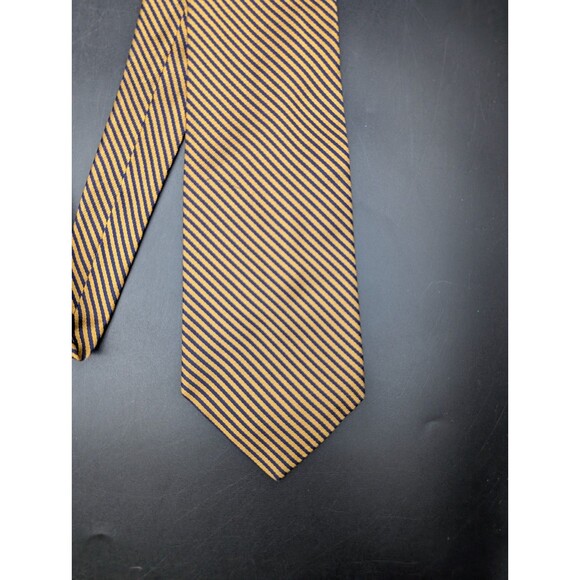 Lauren Ralph Lauren Blue Yellow Stripe Mens Neck Tie 100% Silk USA Hand Finished - Picture 1 of 5